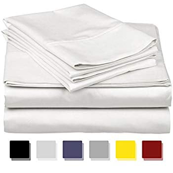 600-Thread-Count Best 100% Egyptian Cotton Sheets & Pillowcases Set Soft & Silky Sateen Weave 4 Pc Plum Long-Staple Combed Cotton Bedding Twin Sheet for Bed Fits Mattress Upto 18 Deep Pocket